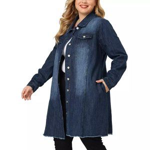 Agnes Orinda Denim Jacket Jean Shacket Size 4X Dark Blue RET $87.99